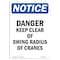 Signmission OSHA Notice, 5" Height, NOTICE Danger Keep Clear Of Swing Sign, 5" X 3.5", Portrait OS-NS-D-35-V-15393 - alternate 1